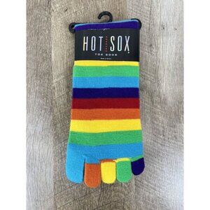 Vintage 90s Hot Sox Toe Socks (Shoe 4-10.5 Sock 9-11) Rainbow Stripe Y2K NEW